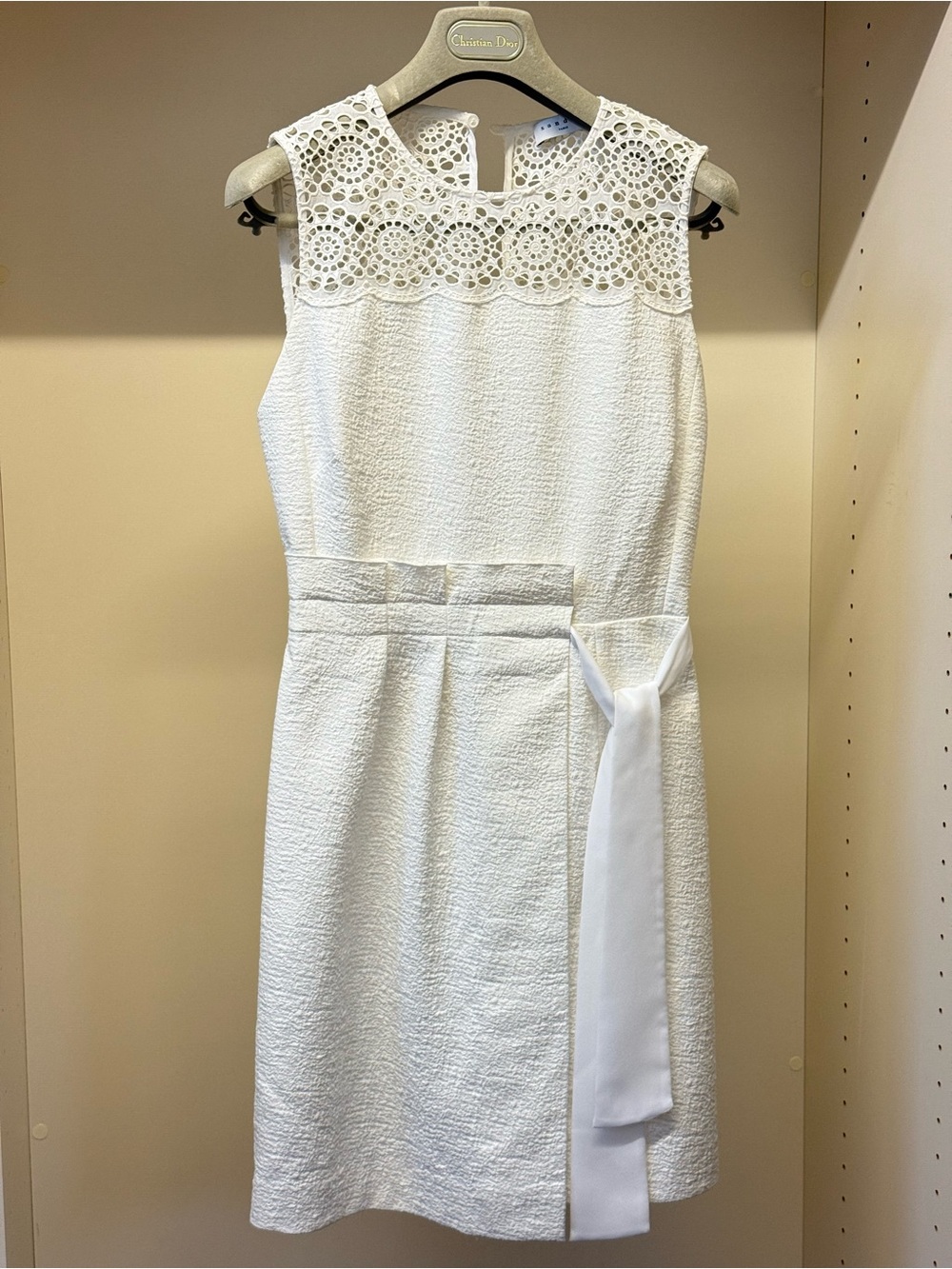 Sandro Sleeveless White Lace Yoke Sheath Dress